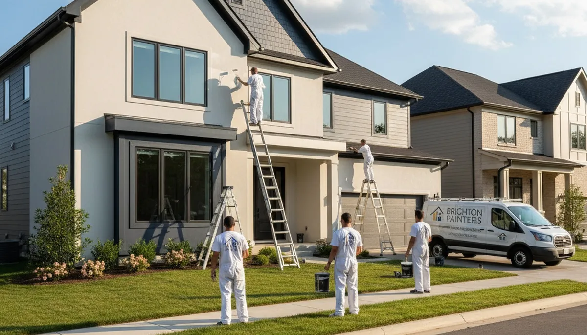 Professional house painters working on residential exterior in Memphis, TN