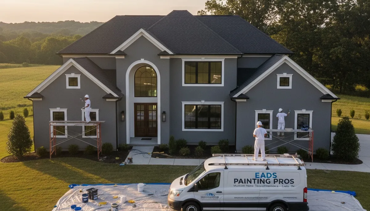 House painting crew in Memphis, TN preparing a home exterior for professional painting
