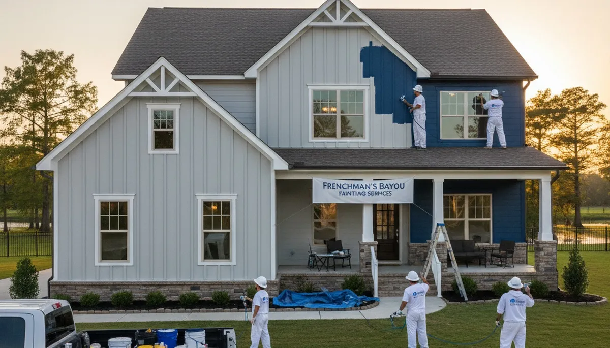 Professional house painters working on exterior home repaint in Memphis, TN