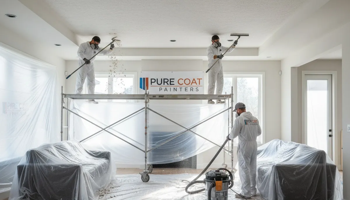 Popcorn ceiling removal by professional painters in Memphis, TN transforming old ceilings to smooth finishes